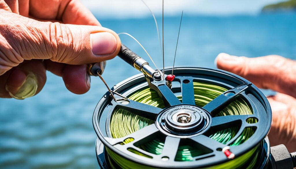 Inspecting fly reels after fishing Inspecting fly reels after fishing