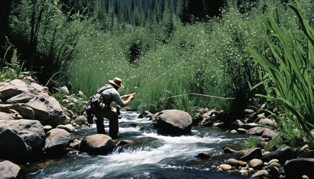 Terrestrial fishing in small streams
