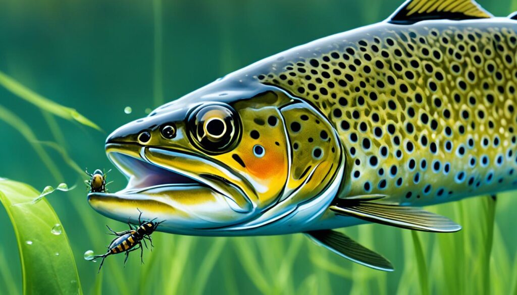 Trout feeding on terrestrials